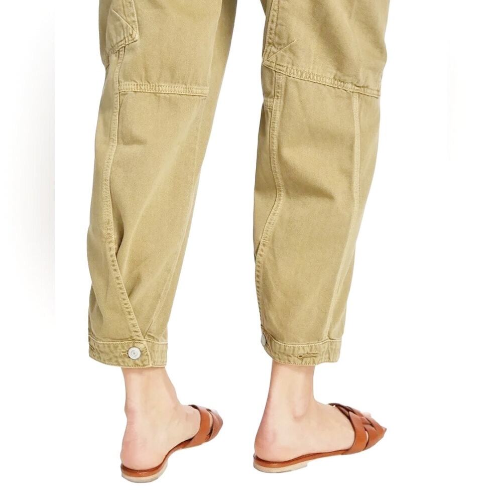 FREE PEOPLE First Light Utility Cotton Cargo Button-Cuff Pants Boa Green Size 6 - Picture 3 of 10